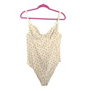 Peek & Beau Fuller Bust Floral Underwire One-Piece Swimsuit 36DDD/F Yellow Blue